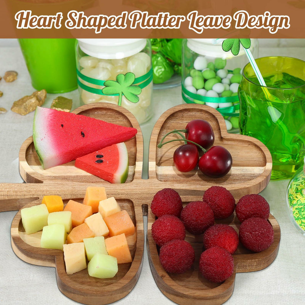 Geetery 12 Pc Wooden Four Leaf Snack Serving Tray Set Multi-color Clover