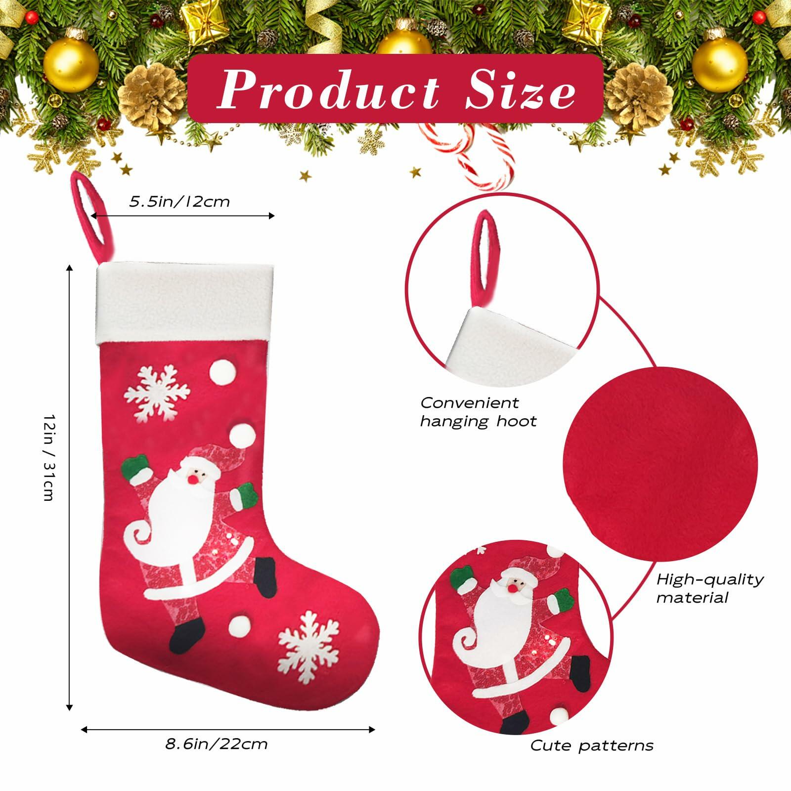 CMEECNE 3Pack Christmas Stockings Santa Snowman Reindeer Pattern Holiday Decor