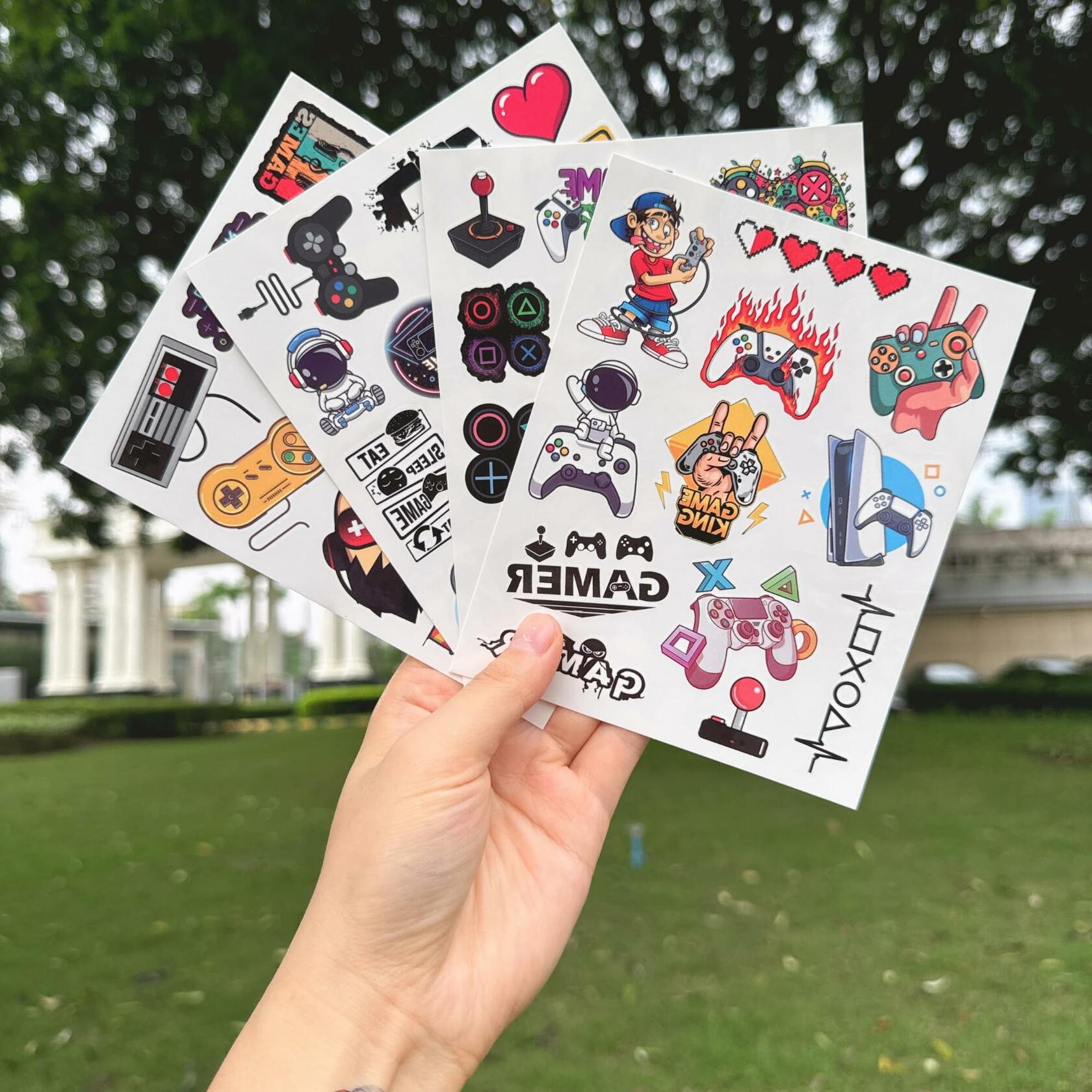 Gaming Temporary Tattoos 4 Sheets Colorful Gamer Party Favors Gift Idea