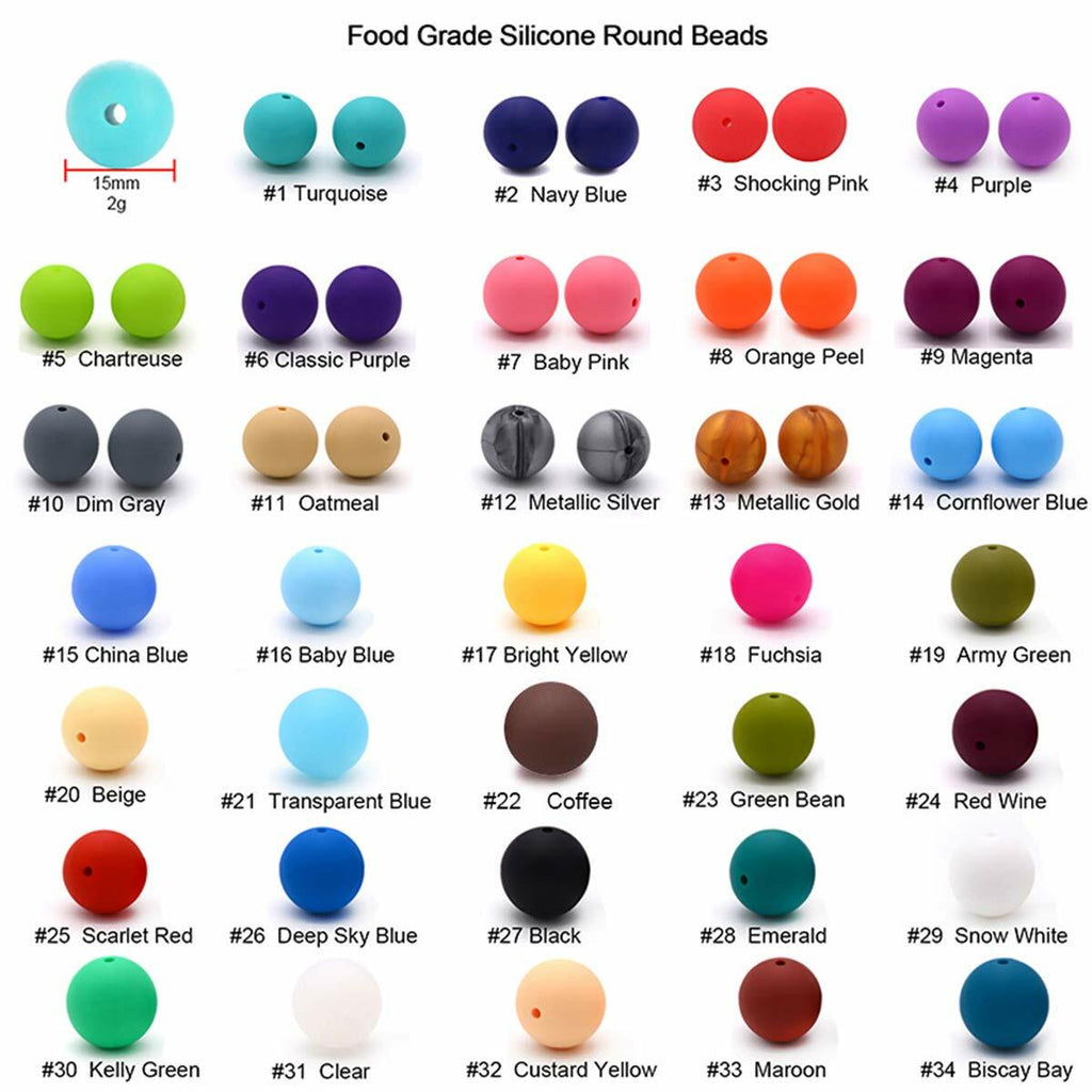 Alenybeby Silicone Pearl Beads 15mm 100pcs Round White Loose Beads