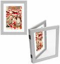 Anozie Floating Picture Frames 6x8 Grey Clear Dried Flower 2 Pack
