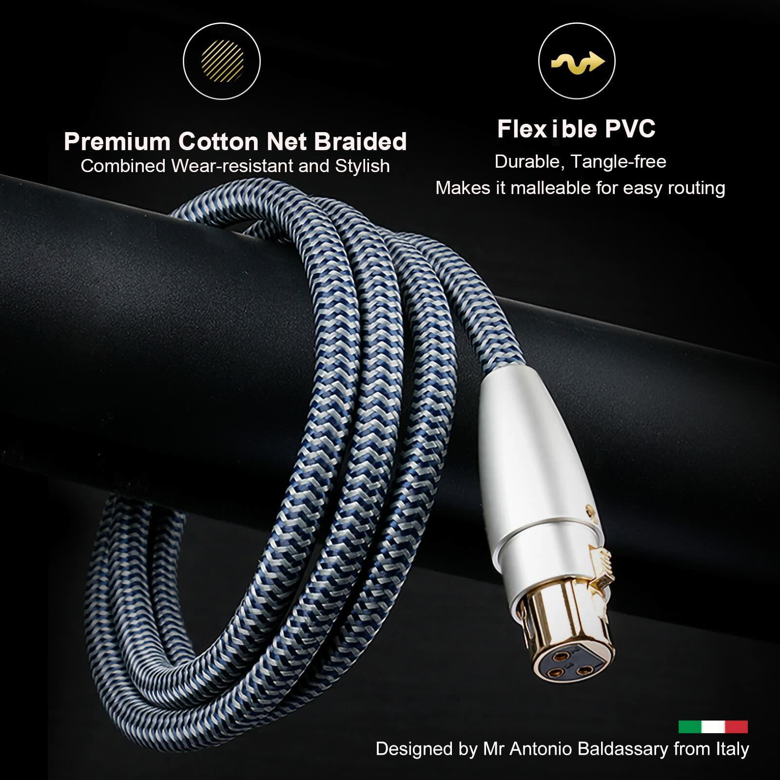 Impeto Balanced XLR Microphone Cable Male to Female 3.3ft 1 Pair Gold Plated