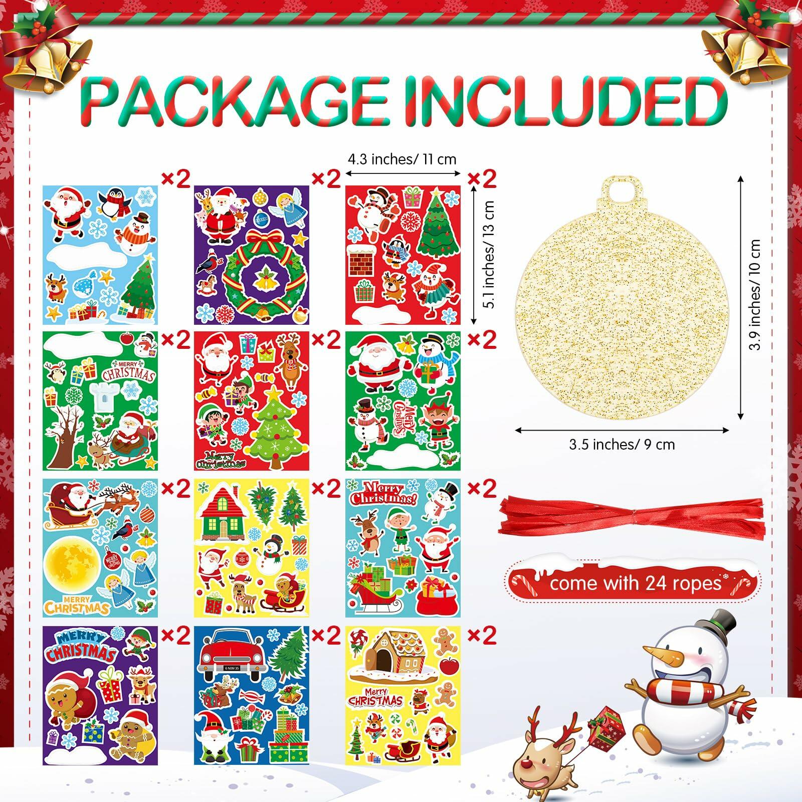 Capoda 24 Pack Clear Acrylic Christmas Ornaments with Red Ribbon Gold