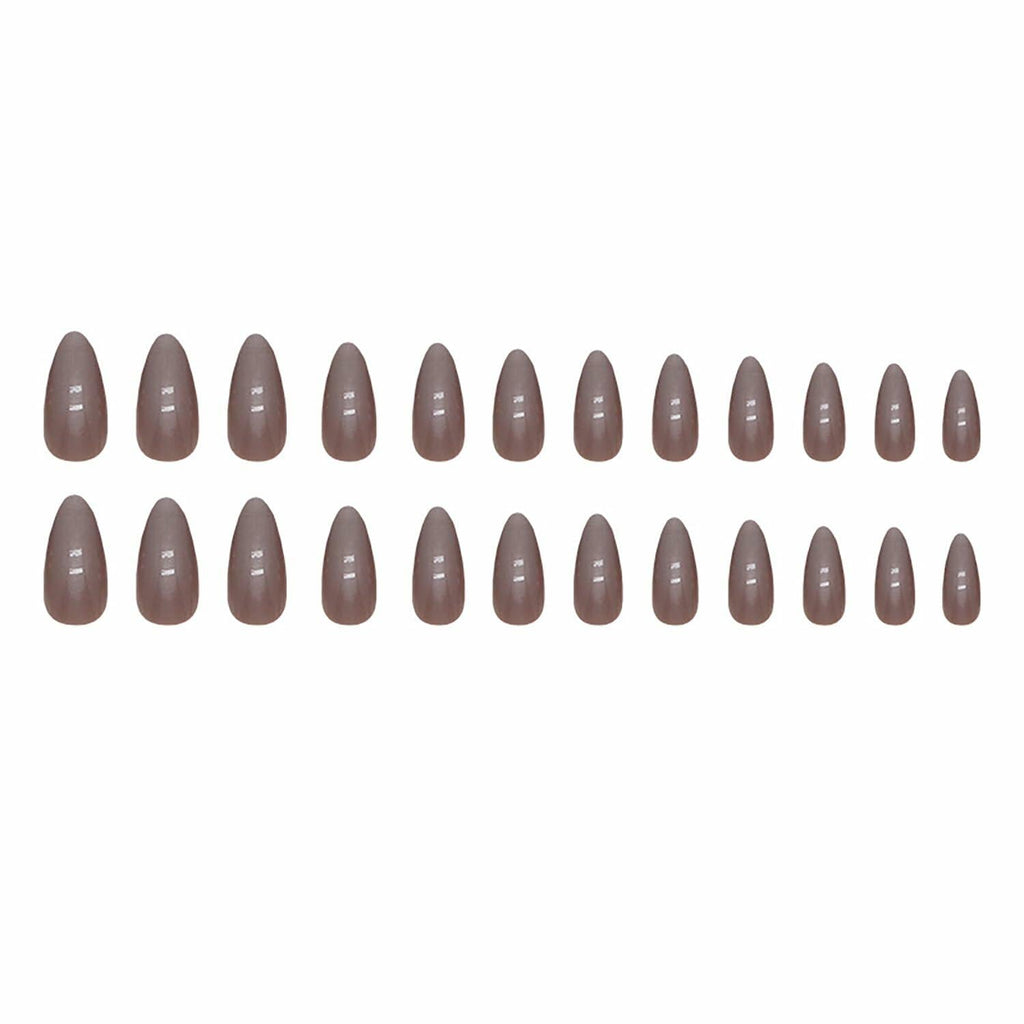 24 Pcs Almond Medium White Acrylic Press On Nails Glitter Full Cover