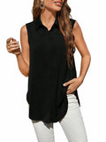 SweatyRocks Women's Dressy Collar Sleeveless Button Down Blouse Black Size S