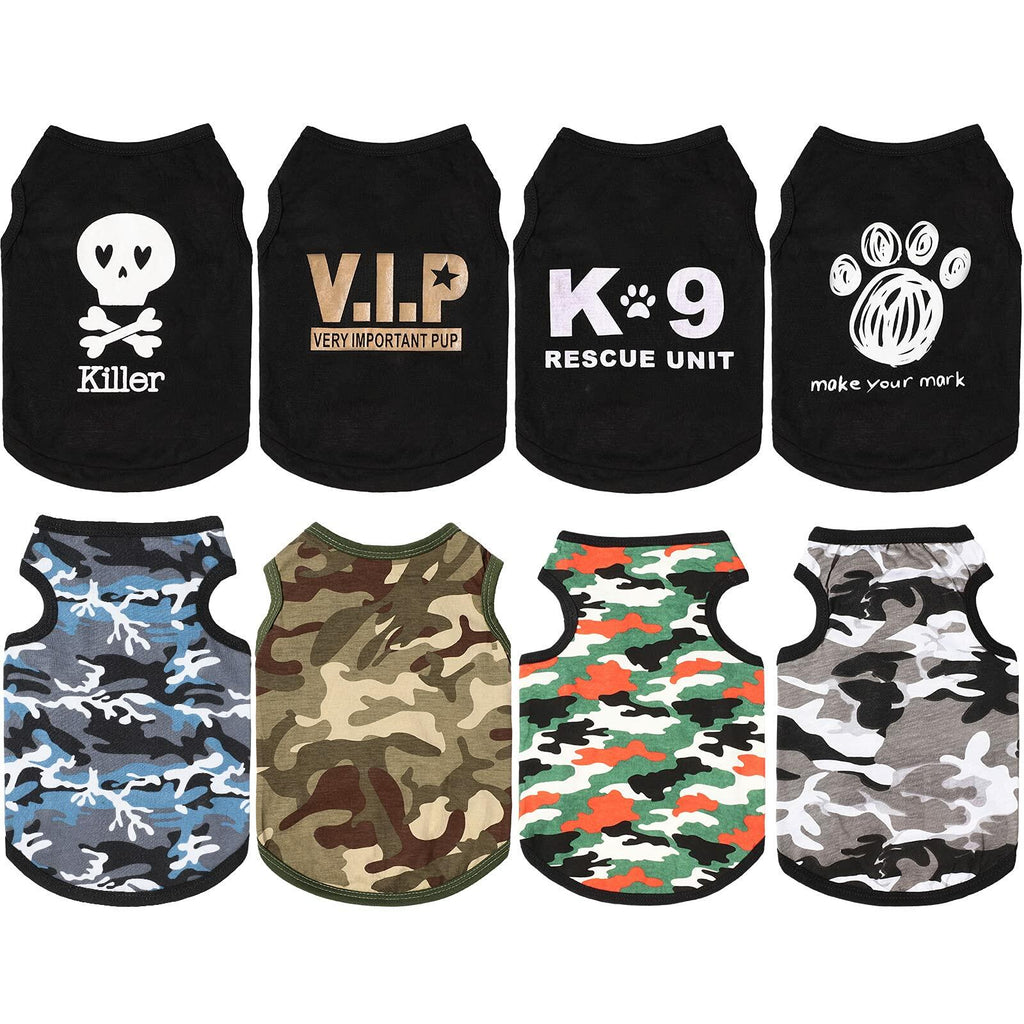 8 Pieces Dog Boy Summer Camo Sleeveless Printed Pet Shirts Size Large