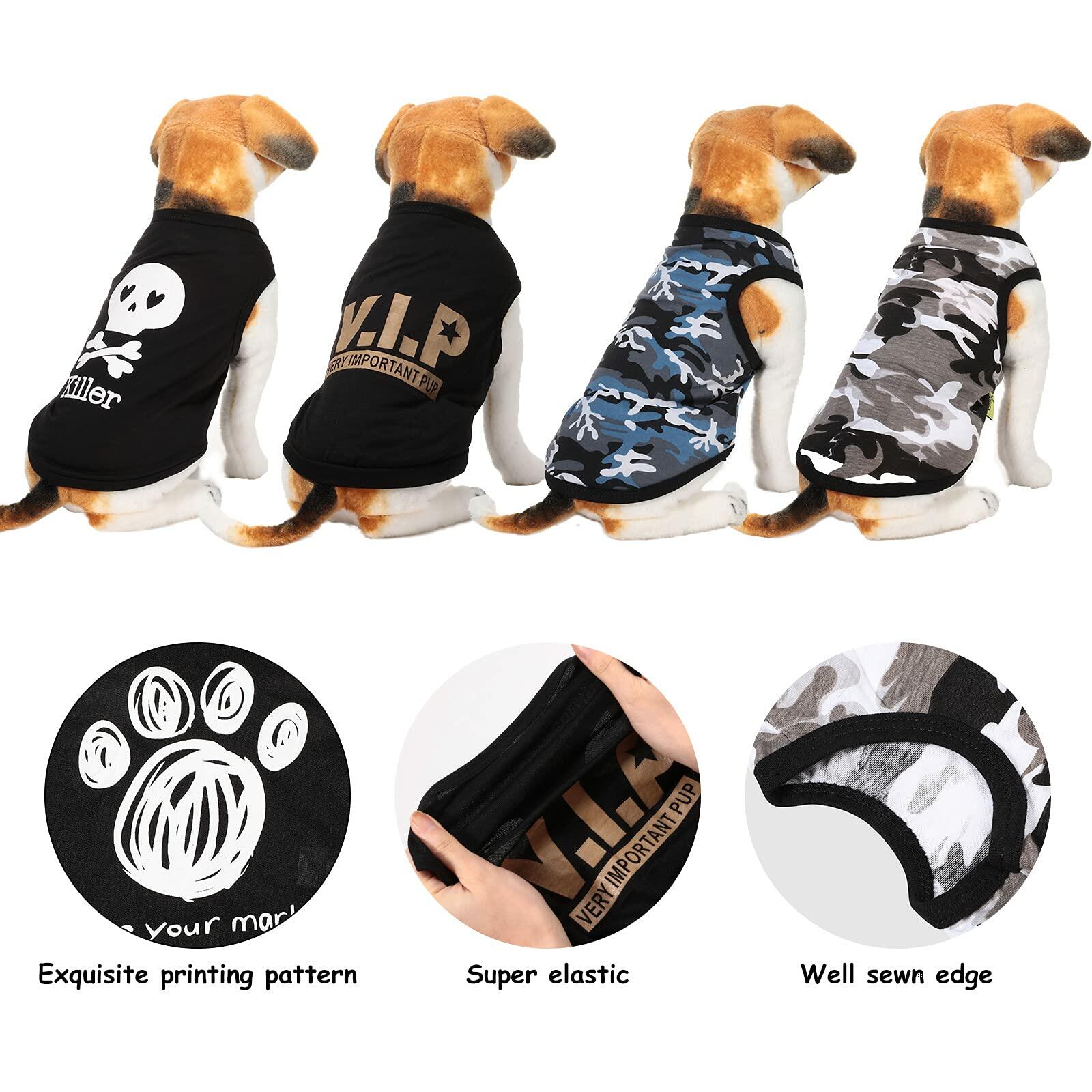 8 Pieces Dog Boy Summer Camo Sleeveless Printed Pet Shirts Size Large