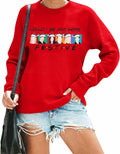 FASHGL Christmas Friends Sweatshirt Women Red Long Sleeve Tee Size L