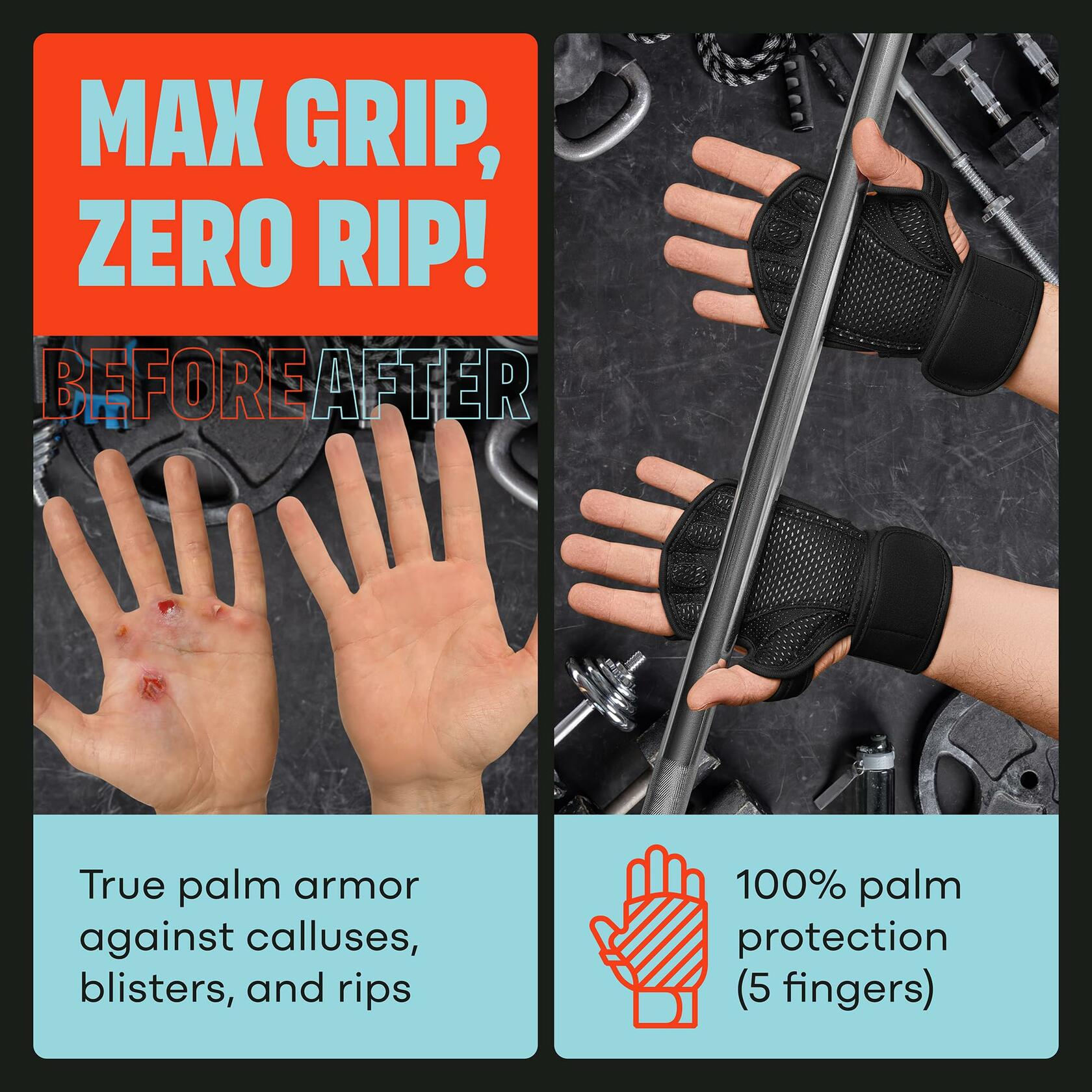 MAVA Padded Weight Lifting Gloves with Wrist Support Fingerless Black, Small
