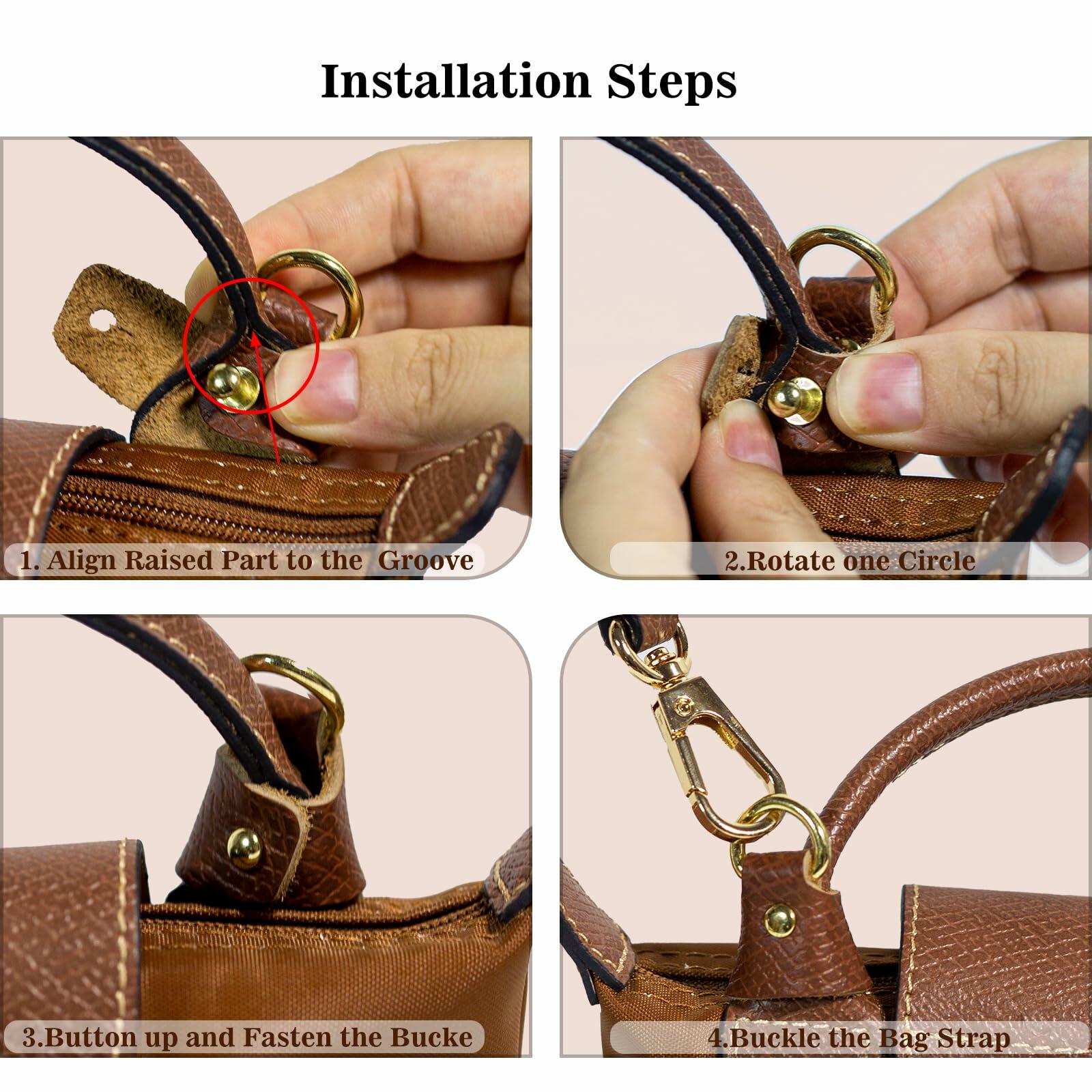 XKE-X Adjustable Leather Crossbody Handbag Strap Brown Gold