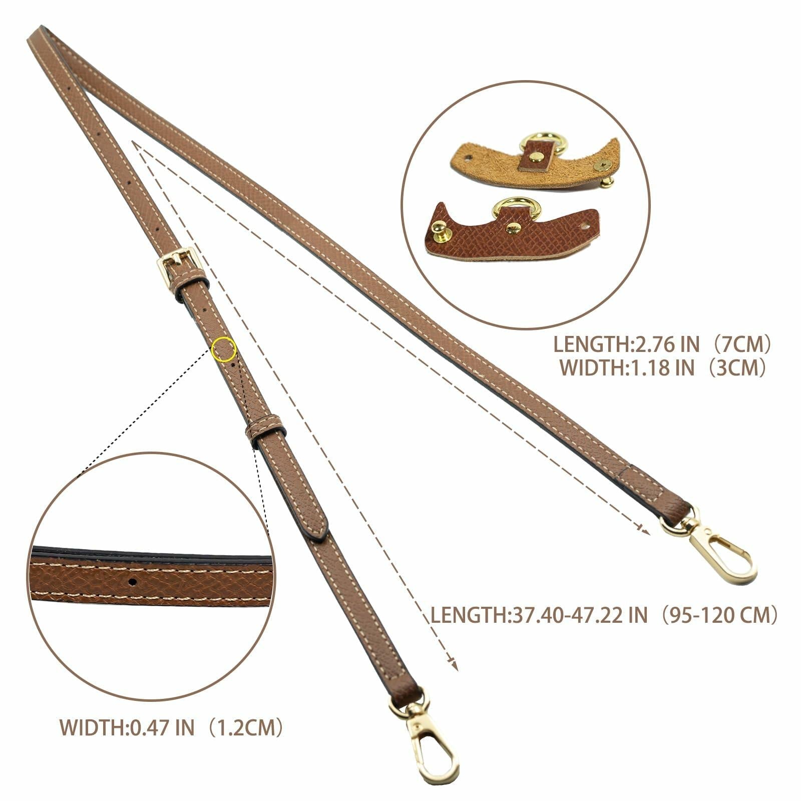 XKE-X Adjustable Leather Crossbody Handbag Strap Brown Gold