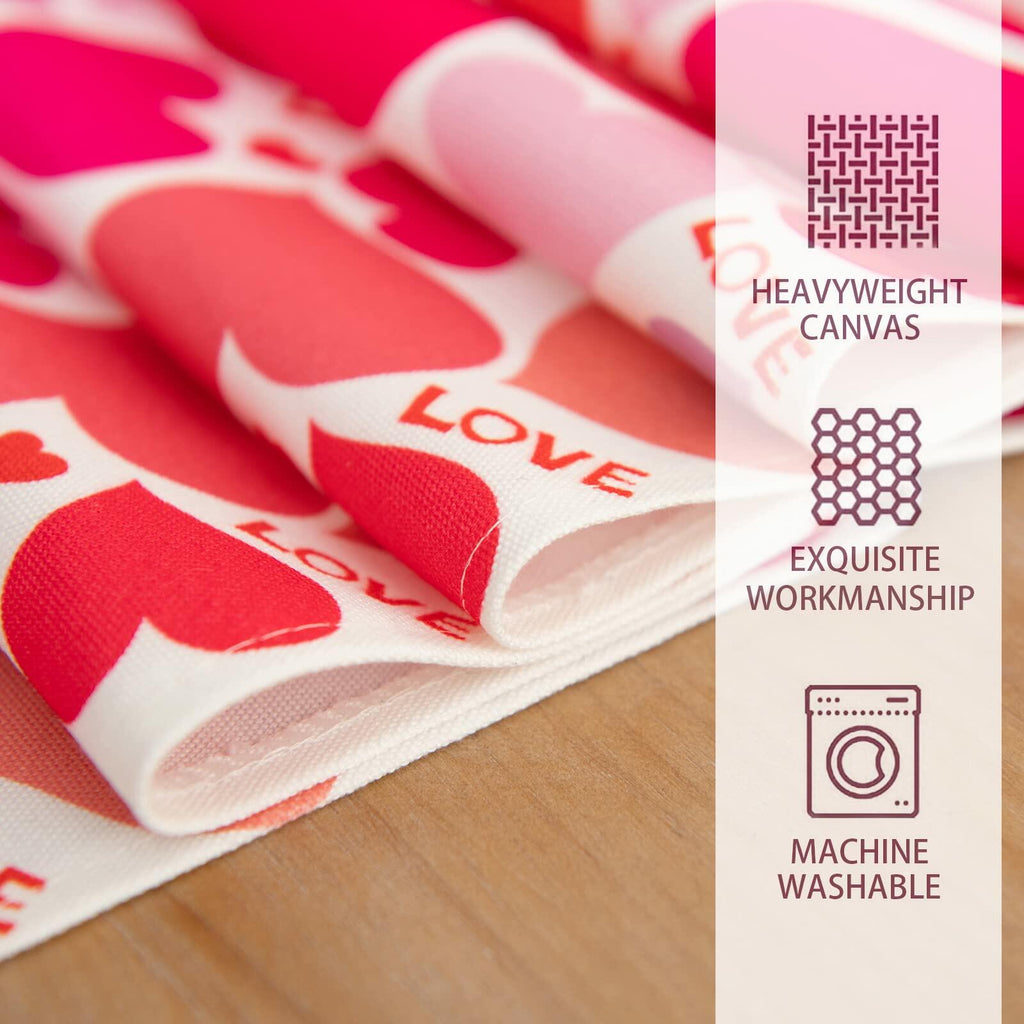 Joyfol Day Valentines Table Runner Red Love Heart 13x48 Inches