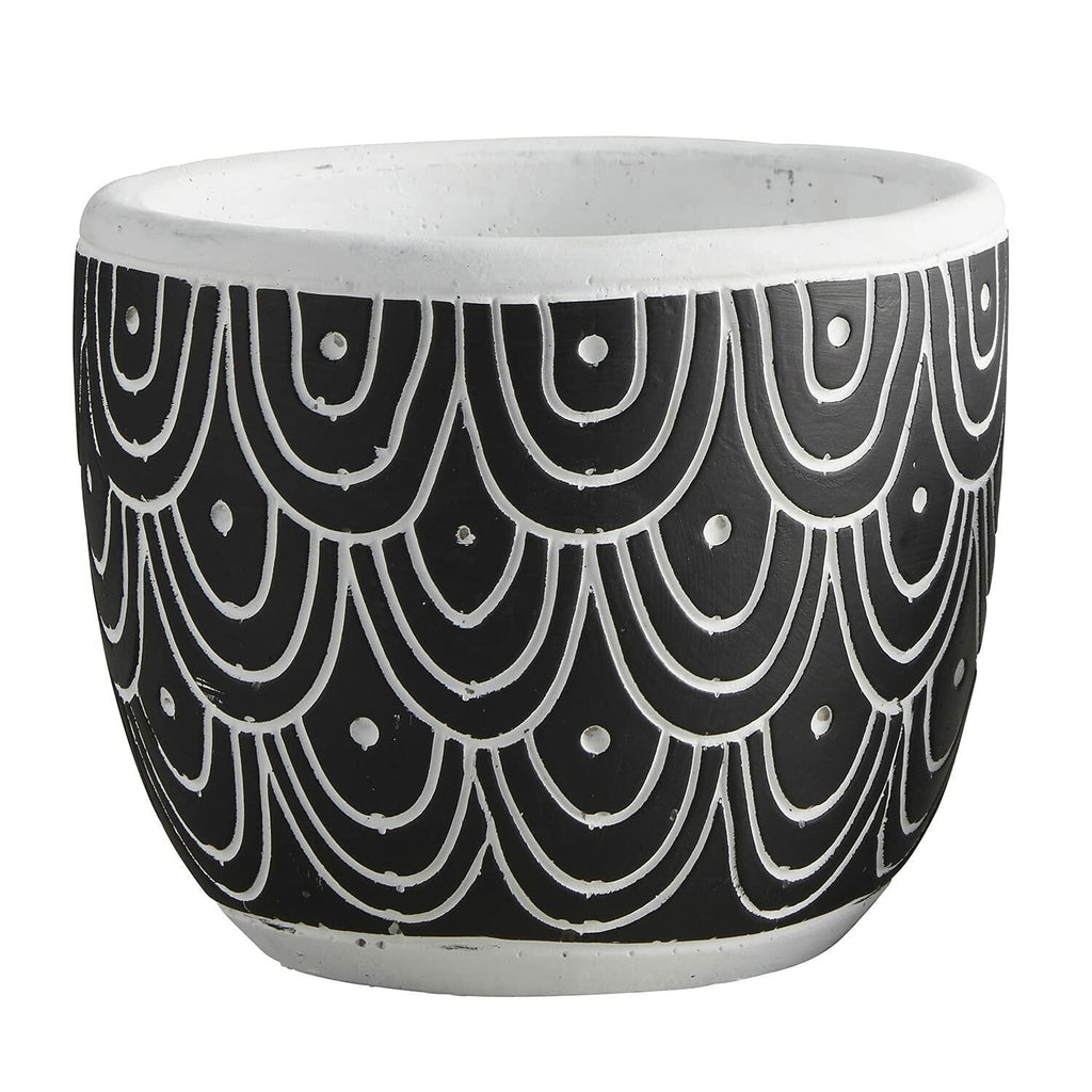47th & Main Cement Planter Pot Black Sea Spray 4.9" Tall Modern Decor