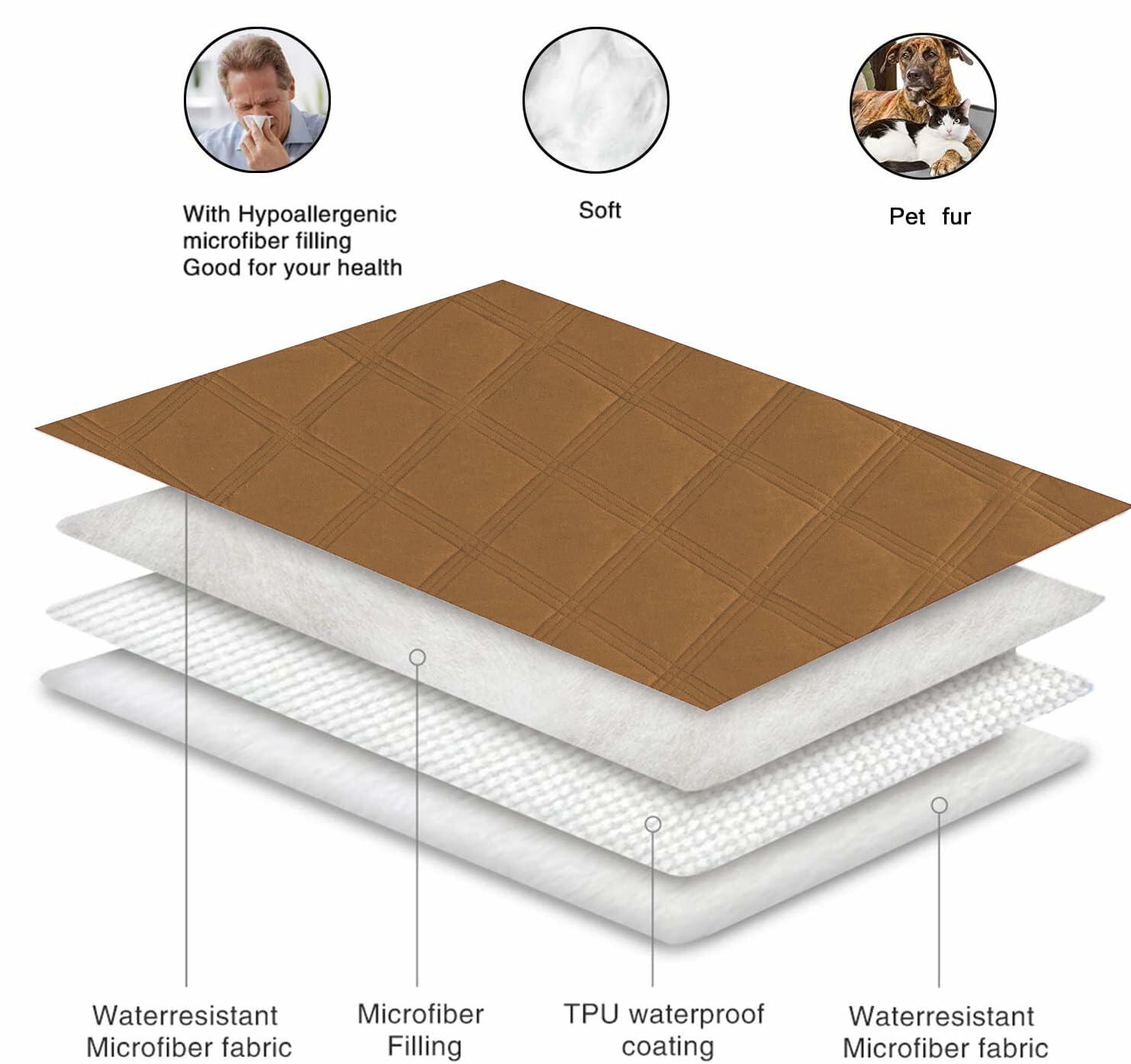 fuguitex Waterproof Reversible Dog Blanket Small 30x53 Brown Size 30x53