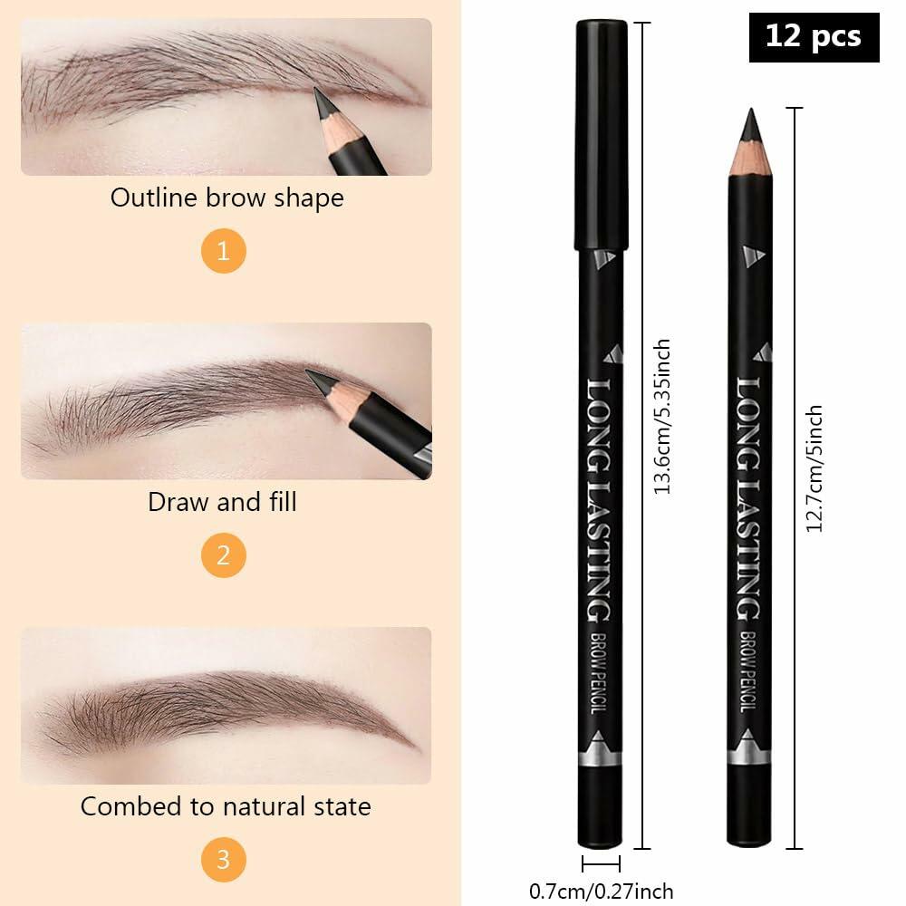 BestBy07/27 Magic Microblade Eyebrow Pen 4-Tip Waterproof Brown 2Pcs