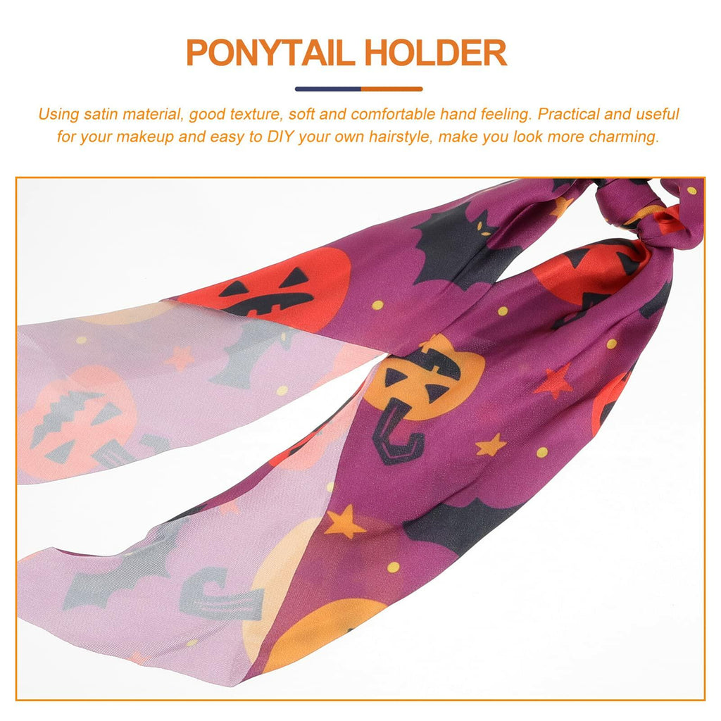 4pcs Halloween Pumpkin Satin Hair Scrunchies Elastics Orange for Girls