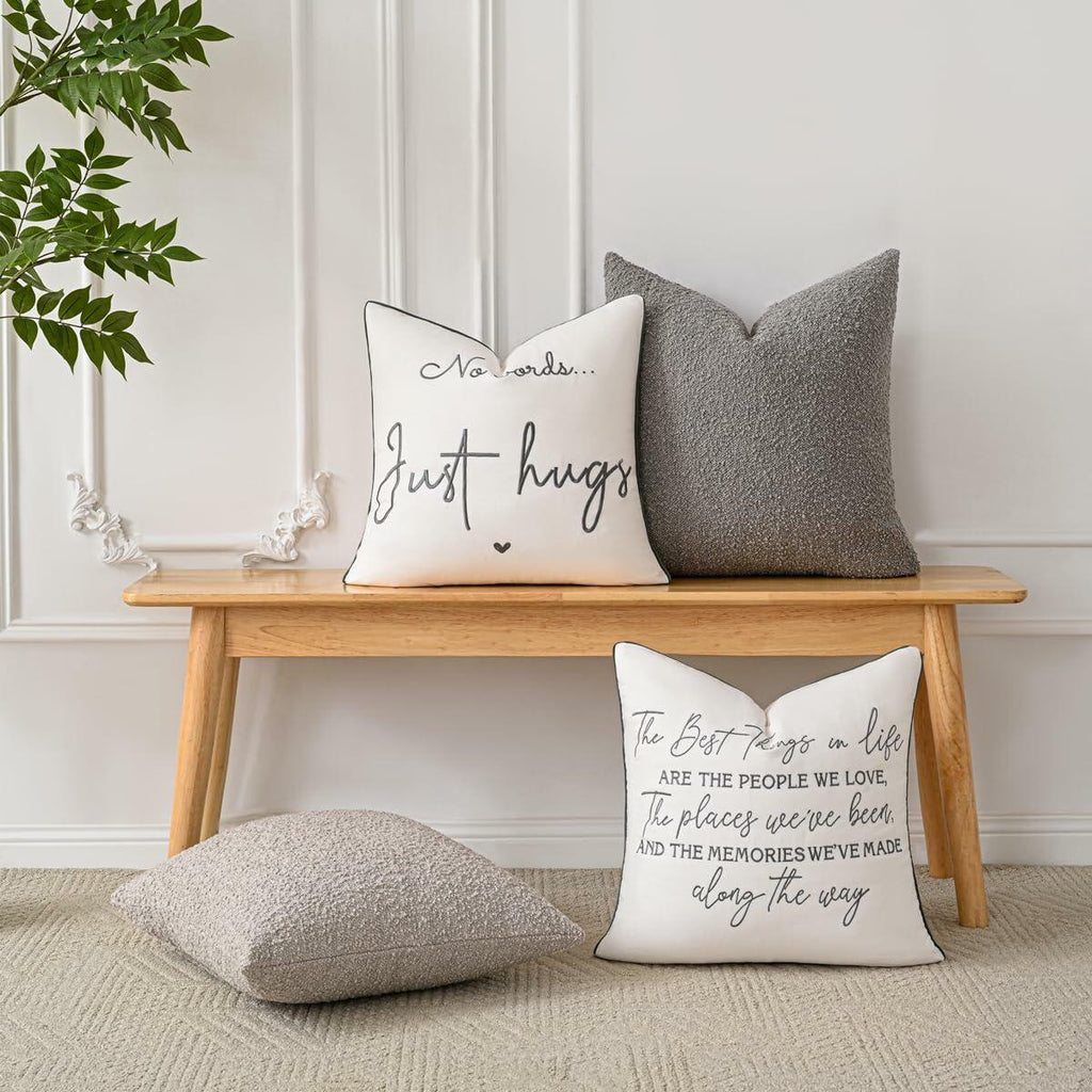 Sunkifover Embroidered Decorative Throw Pillow Cover 18x18 Grey
