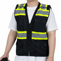 FONIRRA ANSI Class 2 Safety Vest Work Vest with Pockets Zipper Black Size 3XL