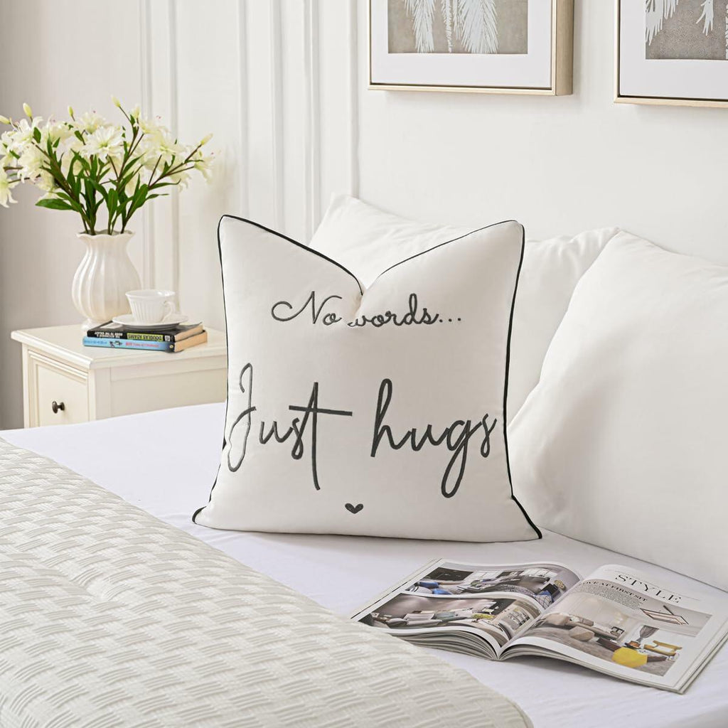 Sunkifover Embroidered Decorative Throw Pillow Cover 18x18 Grey
