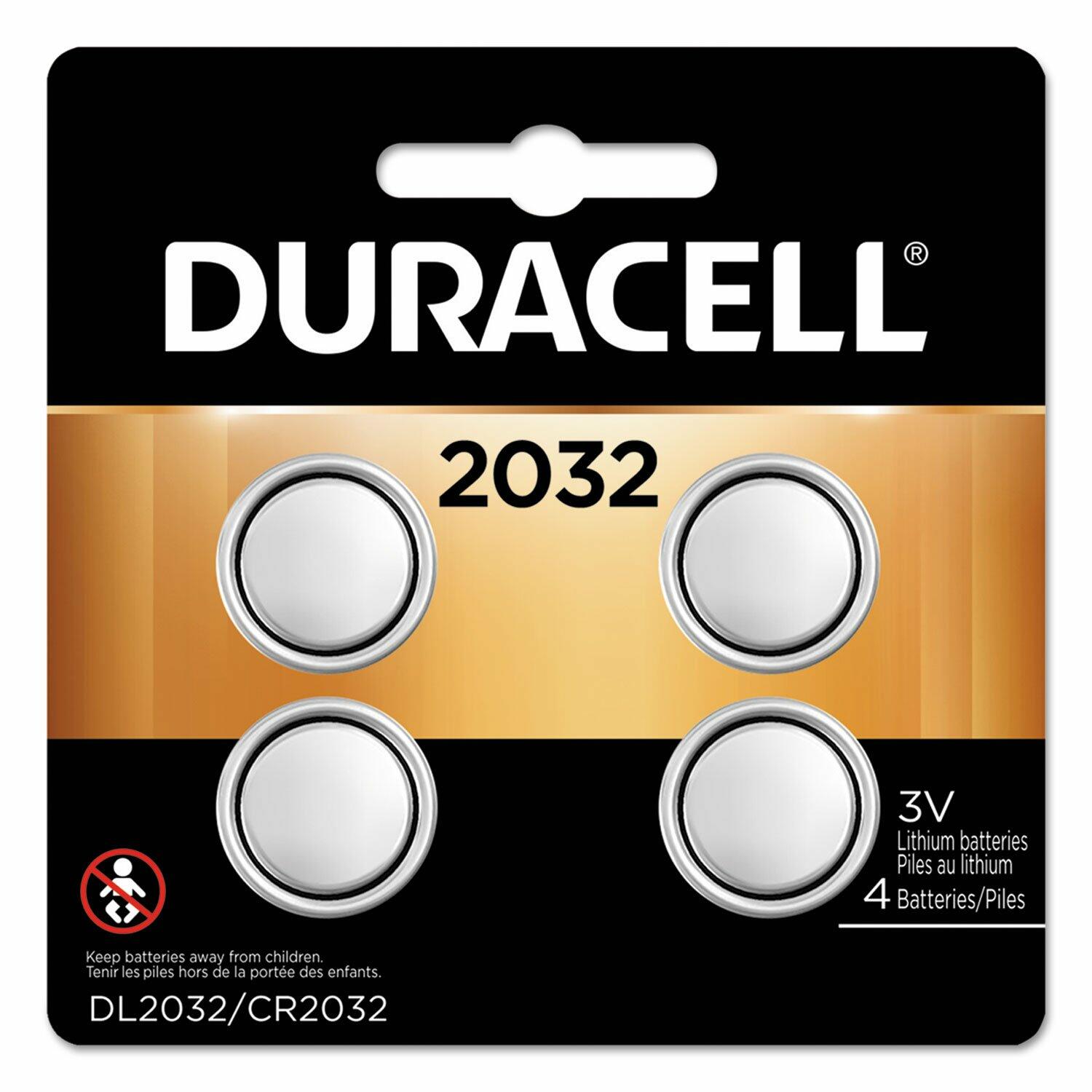 BestBy05/34 Duracell Battery 2032 4 Pack Lithium Coin Cell 3V