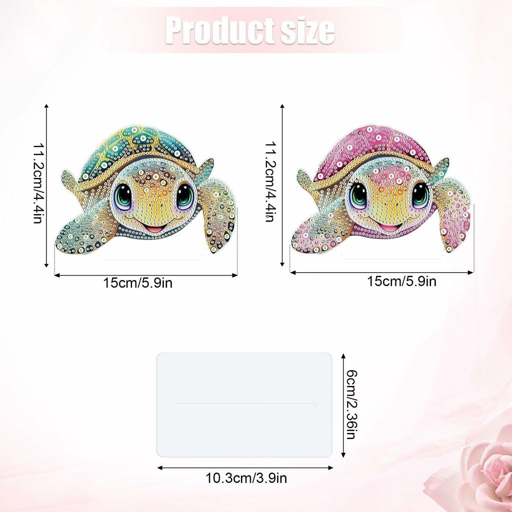 Tontut 2 Pcs Diamond Art Painting DIY Turtle Shape Desktop Jewelry Kits