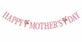 Happy Mother's Day Banner Best Mom Ever Flower Theme Pink & Red Glitter