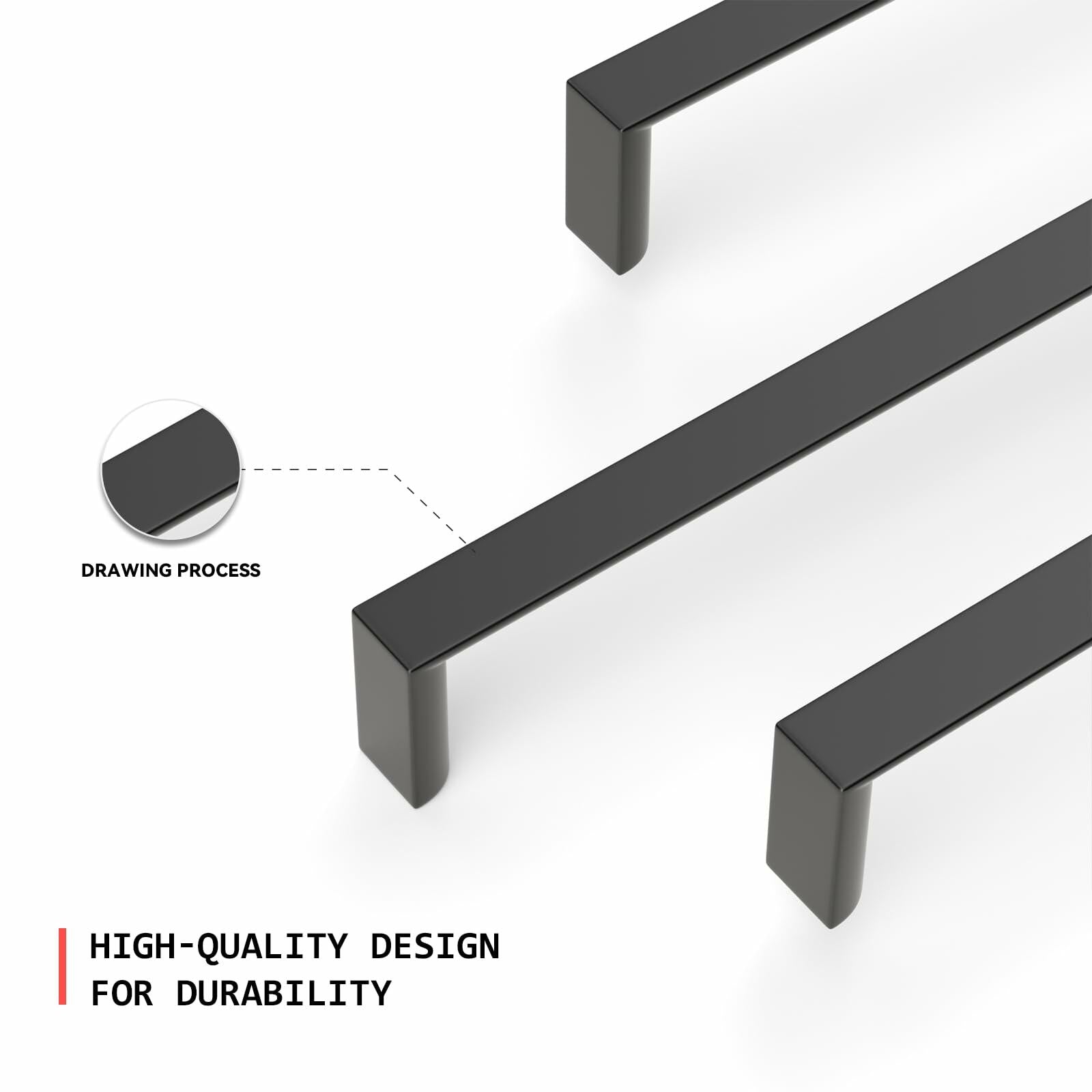 homdiy Cabinet Handles Matte Black 5in 128mm Hole Centers 25Pack