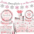 Winter Snowflake Plates & Napkins Pink Baby Shower 20pcs Winter Wonderland