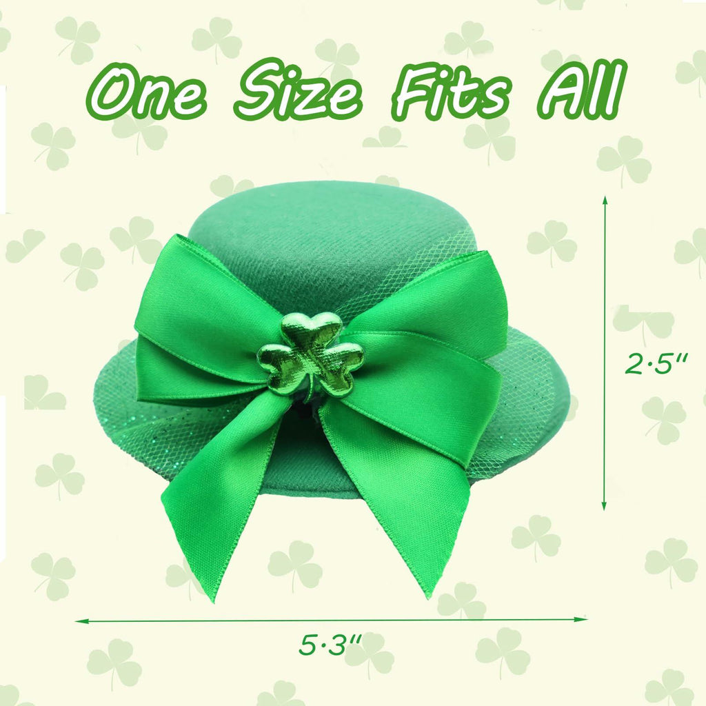St. Patrick’s Day Leprechaun Top Hat Hair Bow Clips Green Clover Shamrock