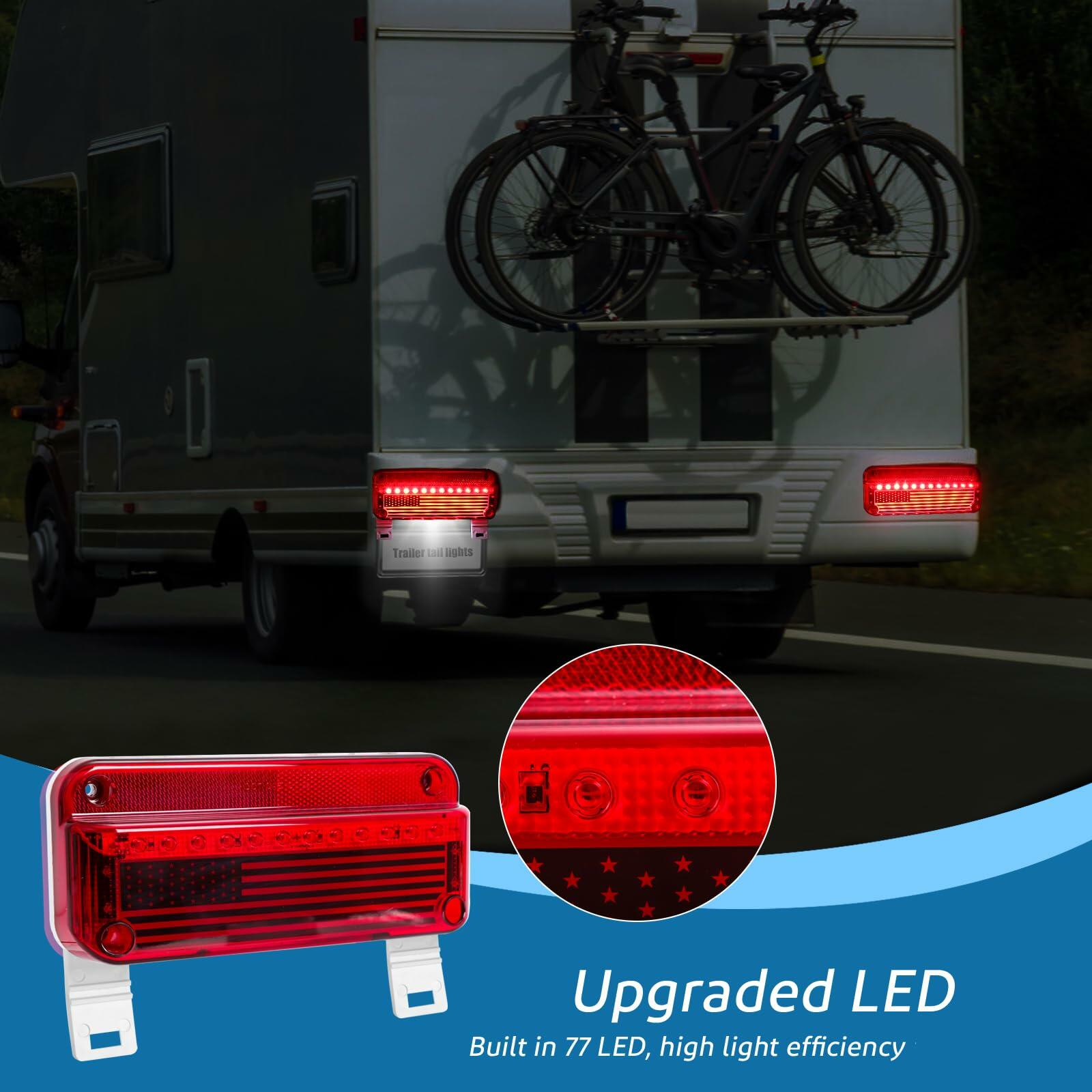 EXERAUO 77 LED RV Tail Lights Brake Stop Turn Waterproof Red HDD-020
