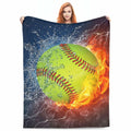 BLUBLU Fire Softball Flannel Fleece Throw Blanket Lightweight Cozy Plush 60x50