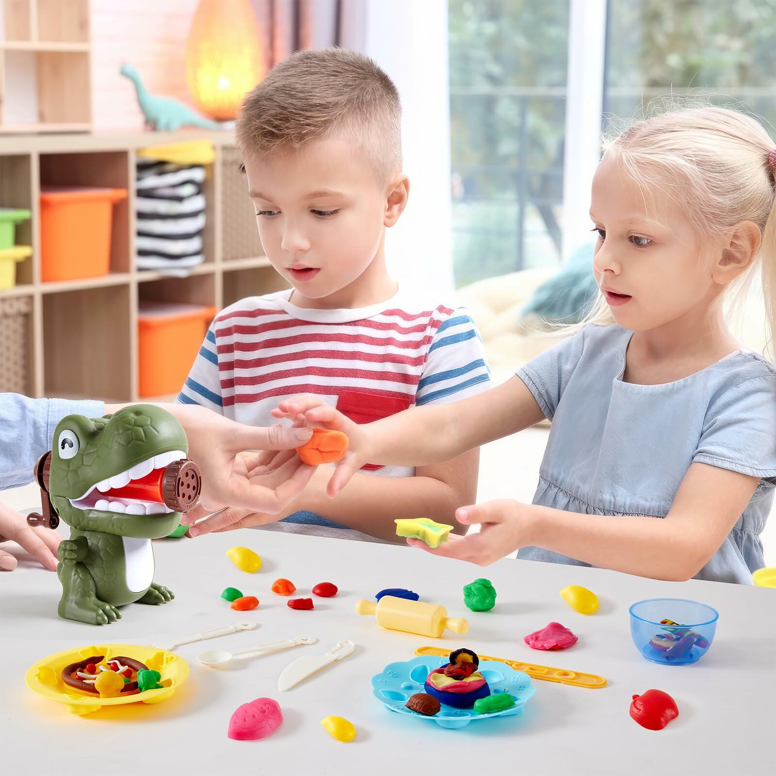 Play Dough Dinosaur Set Bulk Pack Noodle Maker Toy Kids Ages 4-8