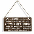 Do Not Knock Dogs Will Bark Wood Sign Rustic Hanging Plaque 12x6 Home Decor