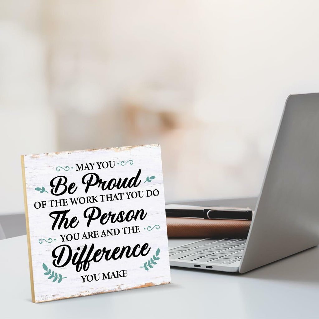 Coworker Retirement Wood Sign Desk Decor 6.3x6.3 Inch Home Office Gift