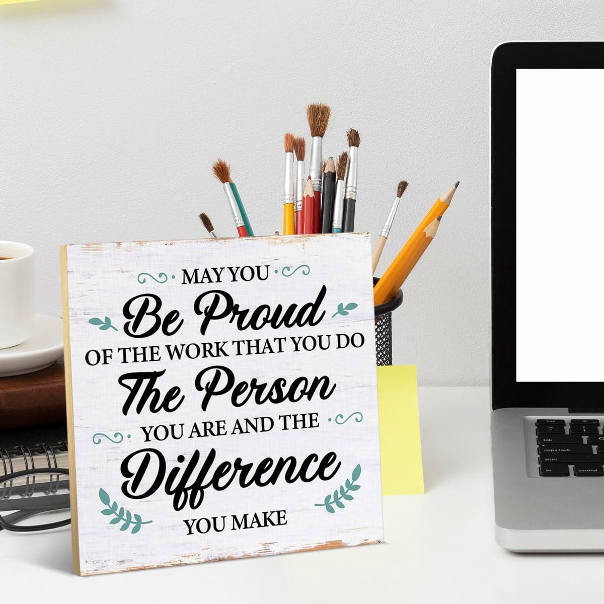 Coworker Retirement Wood Sign Desk Decor 6.3x6.3 Inch Home Office Gift