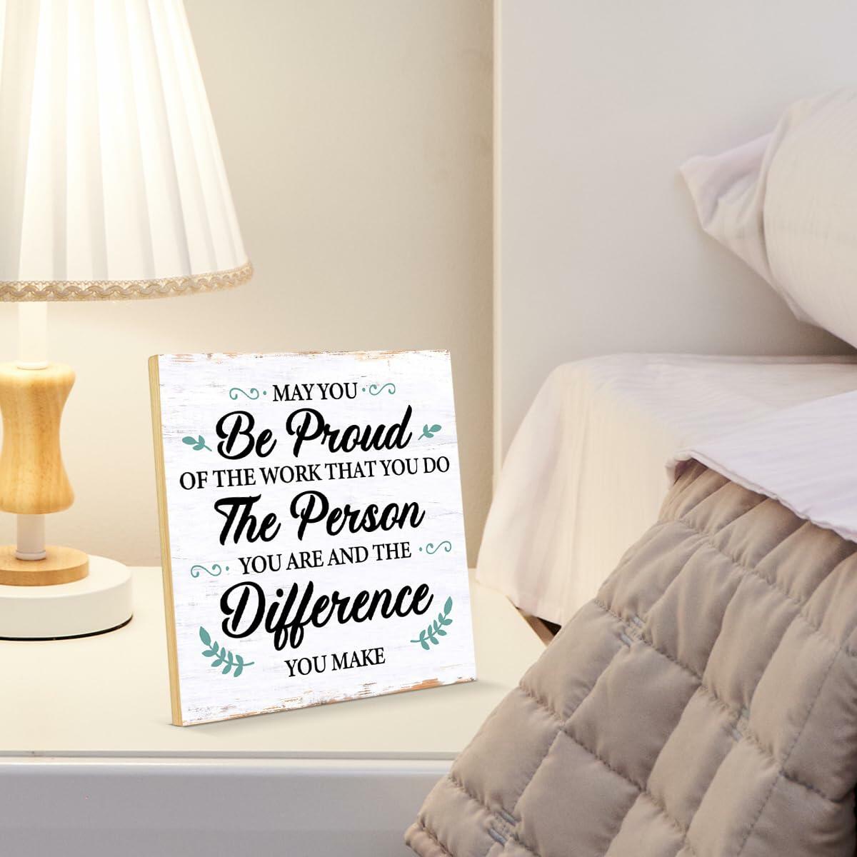 Coworker Retirement Wood Sign Desk Decor 6.3x6.3 Inch Home Office Gift
