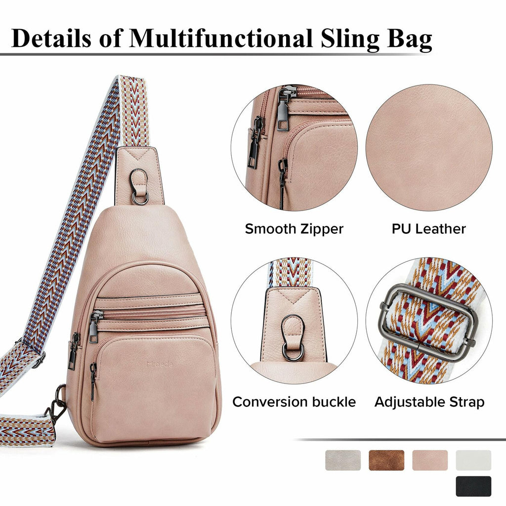Mroede Sling Crossbody Bag Women Casual Travel Beige 7.3x4.3x11.5 Size