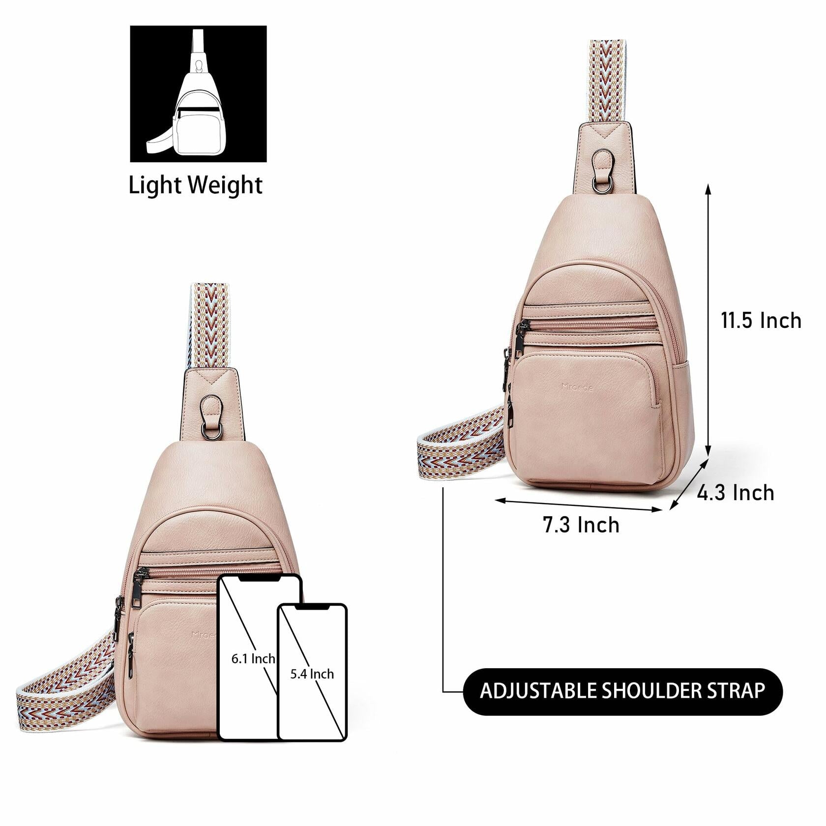 Mroede Sling Crossbody Bag Women Casual Travel Beige 7.3x4.3x11.5 Size