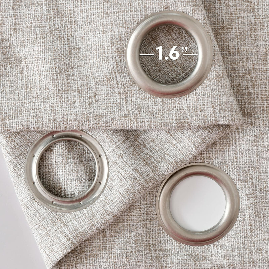 Jinchan Faux Linen Burlap Curtains 63" Heathered Gray 2pc Grommet Panels