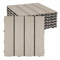 Famobay WPC Patio Deck Tiles 3D Organic White 12x12in 6pcs Durable Waterproof