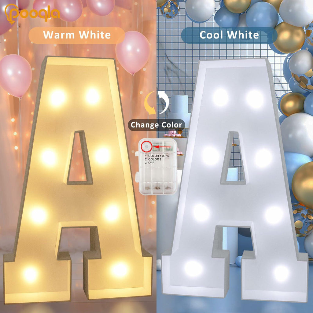 Pooqla 3FT LED Marquee Letter G Light Up Cool & Warm White 3 Feet