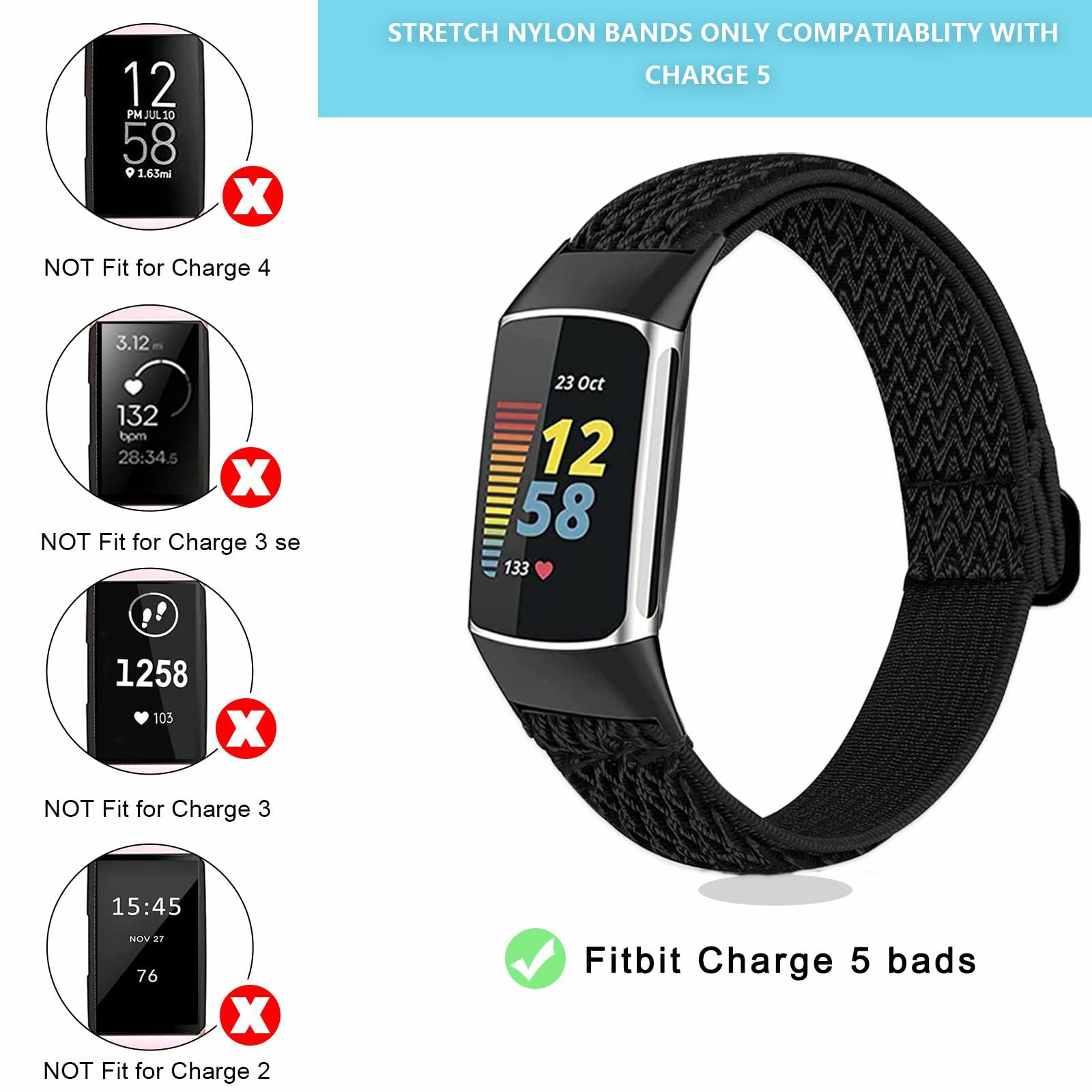 Yibcaiic Adjustable Stretchy Bands Compatible Fitbit Charge 5 Wristbands