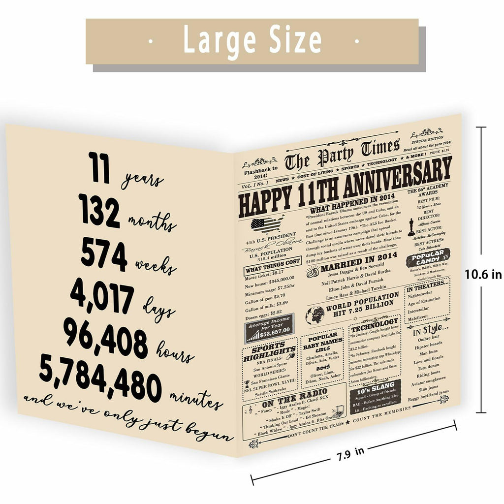 YiKaLus 11th Anniversary Steel Gift Card Romantic Wedding Gift for Him Her