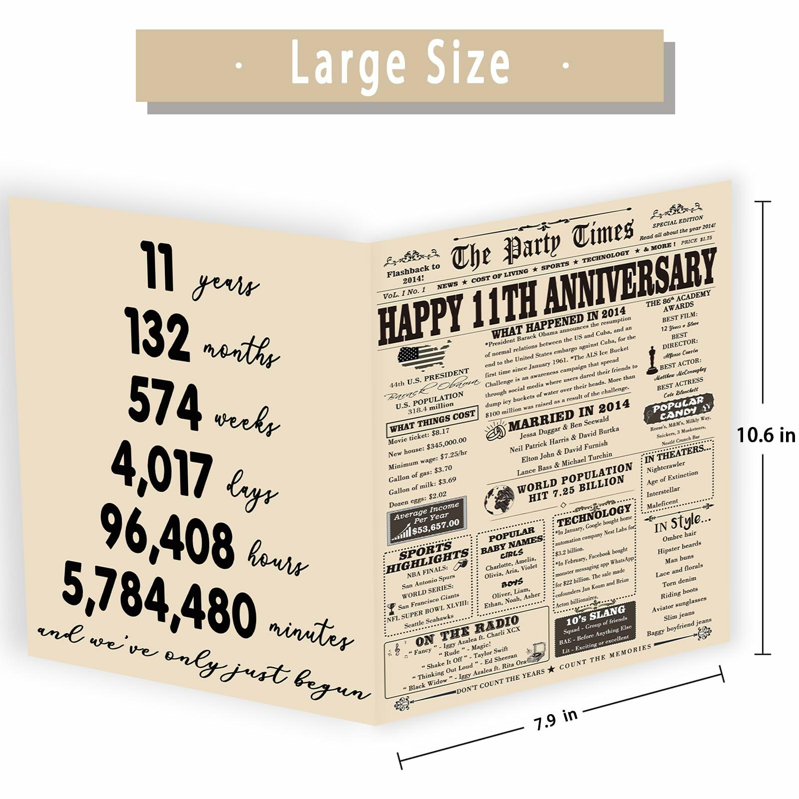 YiKaLus 11th Anniversary Steel Gift Card Romantic Wedding Gift for Him Her