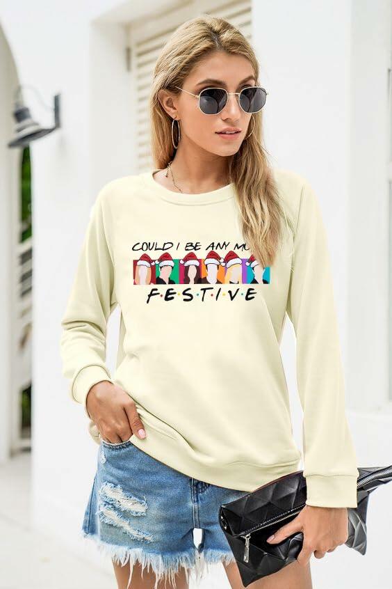 FASHGL Christmas Friends Sweatshirt Women Long Sleeve Green, XL