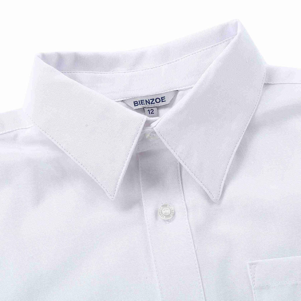 Bienzoe Boys Long Sleeve Button Down Shirt White Size 14