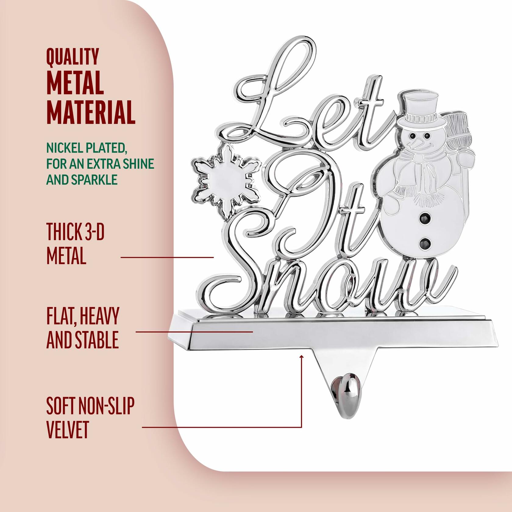 Klikel Metal Christmas Stocking Holder White Snowflake Snowman MPN 83411