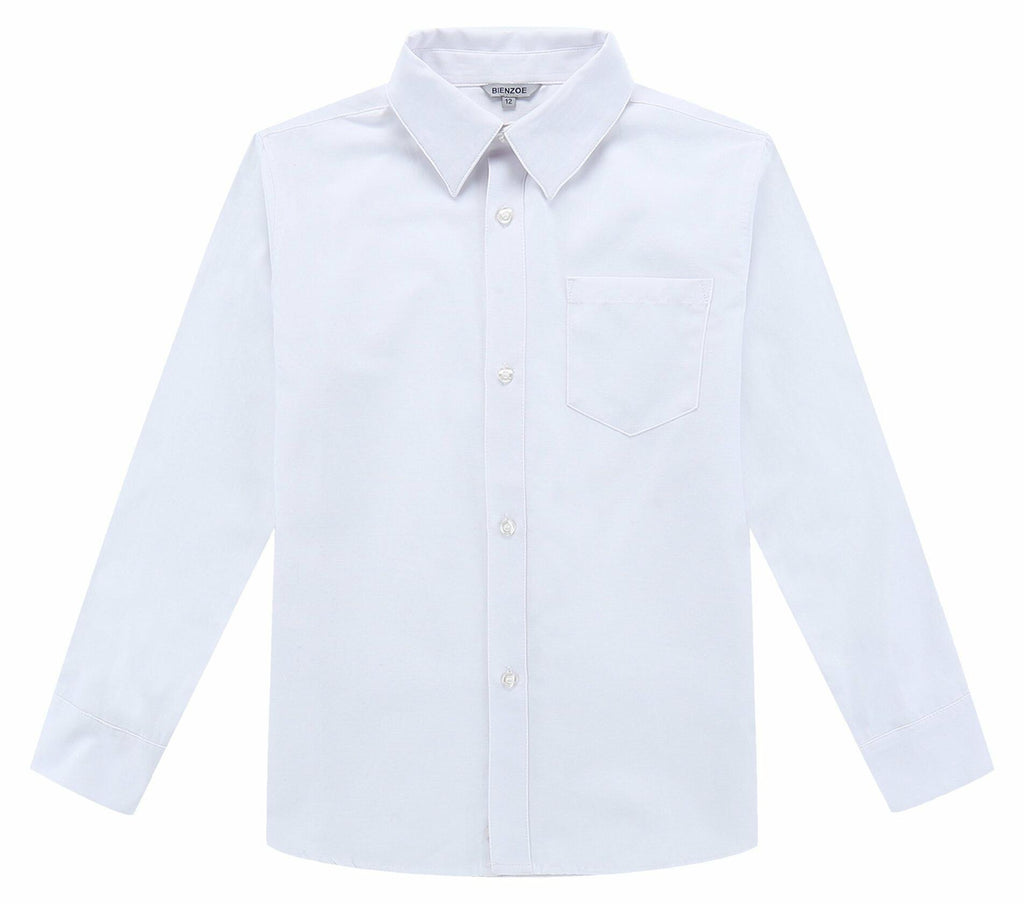 Bienzoe Boys Long Sleeve Button Down Shirt White Size 14