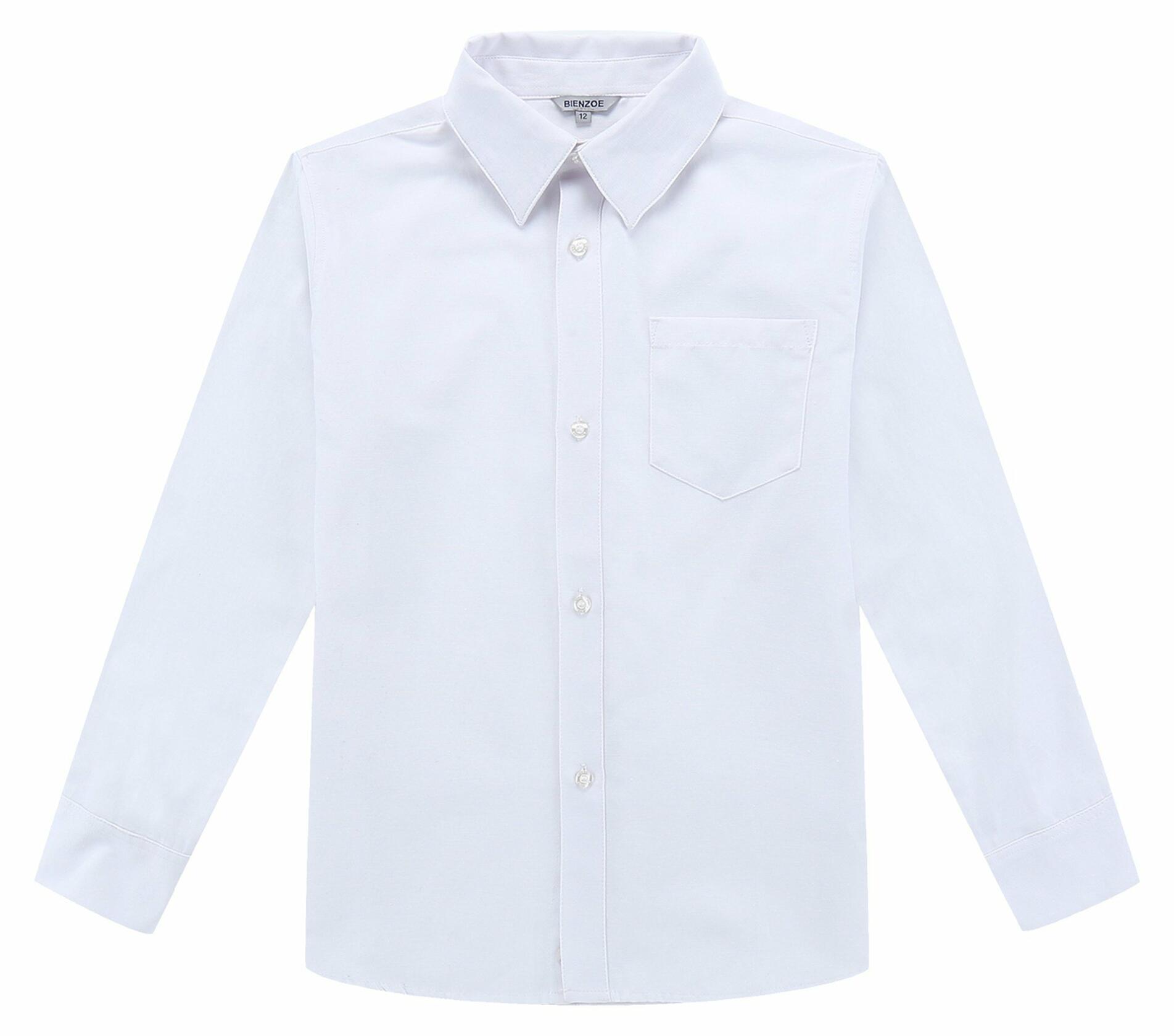Bienzoe Boys Long Sleeve Button Down Shirt White Size 14