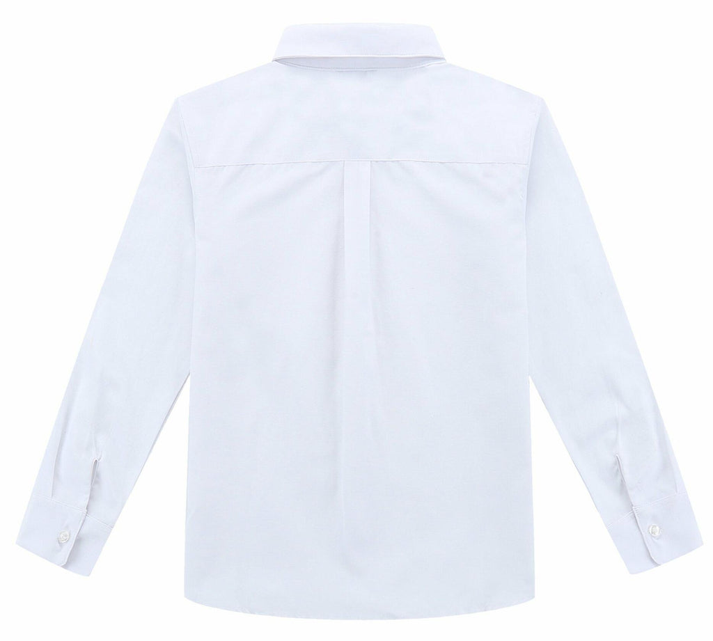 Bienzoe Boys Long Sleeve Button Down Shirt White Size 14